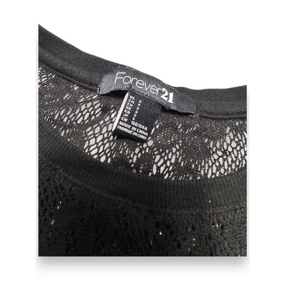 Forever 21 Black Lace Yoke Sweater W/ Studs Size Medium - Picture 5 of 8